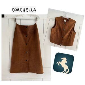 Coachella & Stagecoach Worthy! Vintage Jacques Esterel Paris Leather Skirt/Vest